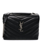 Calfskin Y Quilted Monogram Small Loulou Chain Satchel Black