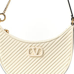 Calfskin Chevron Mini Vlogo Hobo Bag White