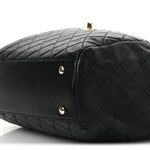 Lambskin Quilted Drawstring Bag Black