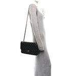 Lambskin Quilted Jumbo Double Flap Black