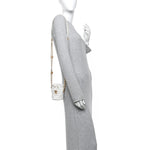 Caviar Quilted Twist Your Buttons Mini Bucket Bag White
