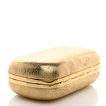 Metallic Nappa Skull Box Clutch Gold