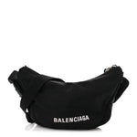 Recycled Sport Nylon Logo Embroidered Wheel Sling Bag Black White