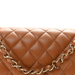 Lambskin Quilted Medium Double Flap Brown