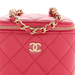 Caviar Quilted Mini Vanity Case With Chain Dark Pink