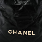 Shiny Calfskin Quilted Large Chanel 22 Black