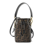 Vitello Liberty F is Fendi Bi-Color FF 1974 Embossed Mini Mon Tresor Bucket Bag Maya Black
