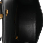 Shiny Box Calfskin Small Hourglass Top Handle Bag Black