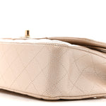 Pearly Caviar Quilted Medium Double Flap Light Beige