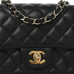Lambskin Quilted Mini Square Flap Black