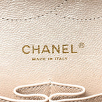 Iridescent Caviar Quilted Jumbo Double Flap Beige