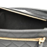 Lambskin Quilted Square Front Pocket Clutch With Chain Black