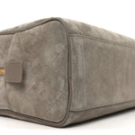 Suede Calfskin Quilted Large Perfect Bowling Bag Grey