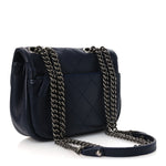 Calfskin Stitch CC Small Flap Navy Blue