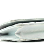 Iridescent Calfskin Quilted Wallet On Chain WOC Light Blue