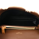 Nubuck Shearling Chevron Monogram Medium College Bag Dark Cigar Natural Beige