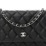 Caviar Quilted Wallet on Chain WOC Black