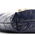 Shiny Calfskin Quilted Mini Chanel 22 Navy Blue