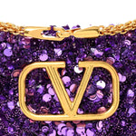 Sequin Crystal Vlogo Embroidered Small Loco Shoulder Bag Astral Purple