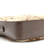 Monogram Jumbo GG Textured Dollar Calfskin Web Messenger Shoulder Bag Camel Ebony New Acero