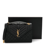 Grain De Poudre Textured Mixed Matelasse Triquilt Medium Monogram Satchel Black