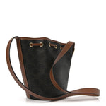 Triomphe Canvas Calfskin Small Drawstring Bucket Bag Tan