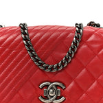 Glazed Calfskin Quilted Small Coco Boy Flap Red