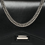 Calfskin Bow Cut Chain Wallet Black