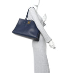 Grained Calfskin Lockme Shopper Navy