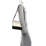 Aged Calfskin Quilted Medium Gabrielle Hobo Black White