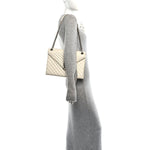 Grain De Poudre Textured Mixed Matelasse Large Triquilt Monogram Satchel Porcellana