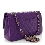 Caviar Quilted Medium Double Flap Purple