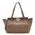 Vitello Small Rockstud Tote Beige
