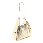 Metallic Caviar Quilted Small Chanel 25 Handbag Gold