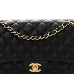 Lambskin Quilted Medium Double Flap Black