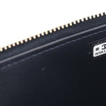 Denim Quilted Vanity Case With Chain Dark Blue