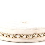 Lambskin Quilted Chain Around Pouch Hobo White
