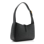 Calfskin Crocodile Embossed Le 5 A 7 Hobo Black