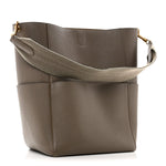 Soft Grained Calfskin Sangle Bucket Bag Taupe