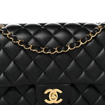 Lambskin Quilted Medium Double Flap Black