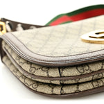 GG Supreme Monogram Textured Dollar Calfskin Web Medium Blondie Top Handle Shoulder Flap Bag Beige Ebony New Acero