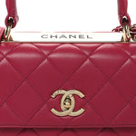 Lambskin Quilted Small Trendy CC Flap Dual Handle Bag Dark Pink