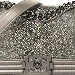 Galuchat Stingray Small Boy Flap Silver
