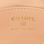Shiny Crumpled Lambskin Quilted Small Preppy Pocket Clutch With Chain Beige