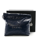 Shiny Calfskin Quilted Small Chanel 22 Navy