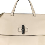 Cellarius Calfskin Large Bamboo Daily Top Handle Bag Mystic White