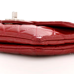 Patent Quilted Mini Flap Clutch With Chain  Red