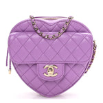 Lambskin Quilted CC In Love Heart Bag Purple