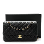 Caviar Quilted Medium Double Flap Black