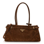 Suede Triangle Medium Bonnie Shoulder Bag Cacao
